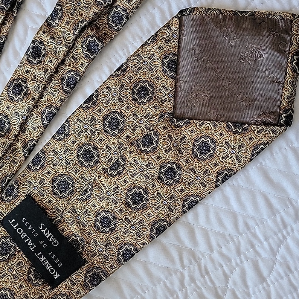 Robert Talbott Gold And Gray Patterned Tie - image 3